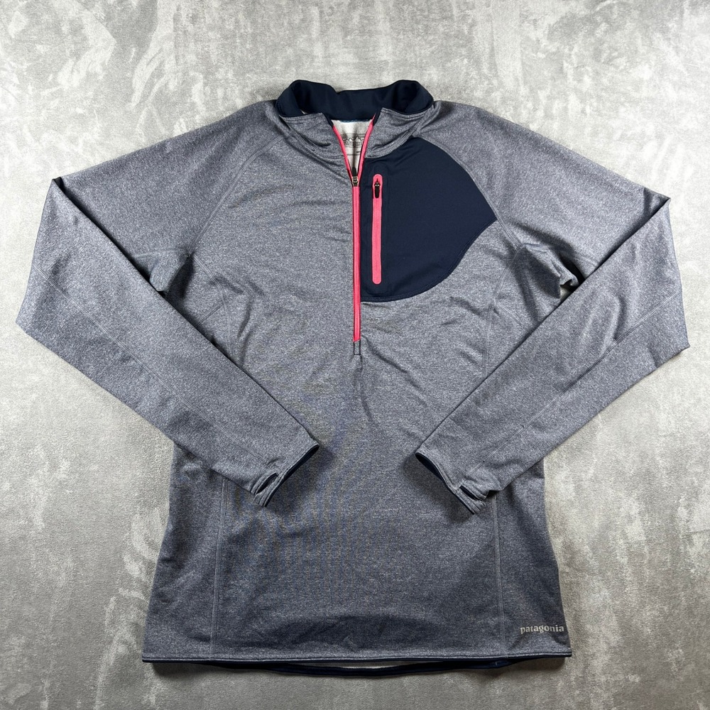 Patagonia Top Womens‎ Small Gray Speedwork Pullover Thermal 1/2 Zip Baselayer